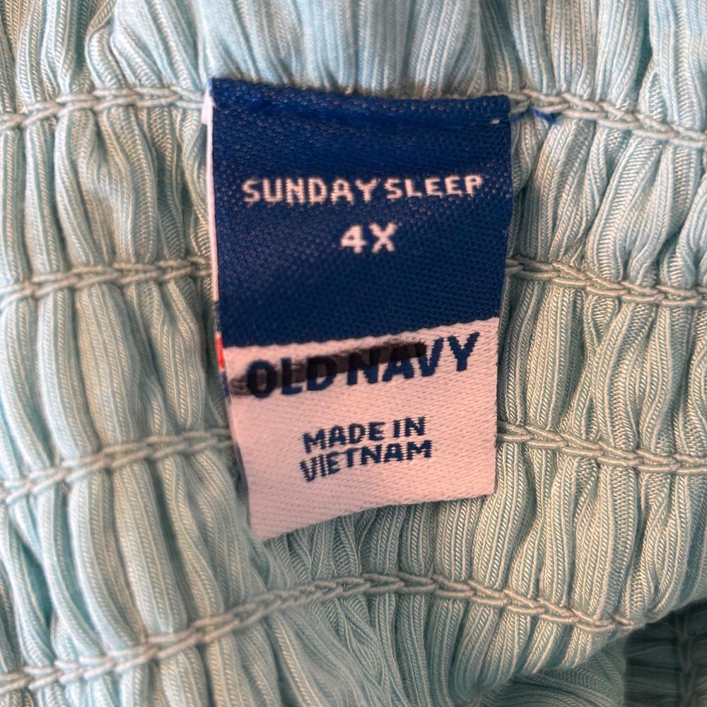 Old Navy Sunday Sleep Womens 4X Aqua Blue Ribbed Smocked Back Pajama Tank Top - Picture 3 of 8